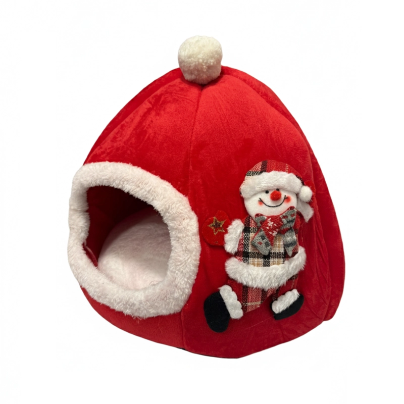 CAMA MASCOTA NIDO MUÑECO DE NIEVE COLOR ROJO - 3