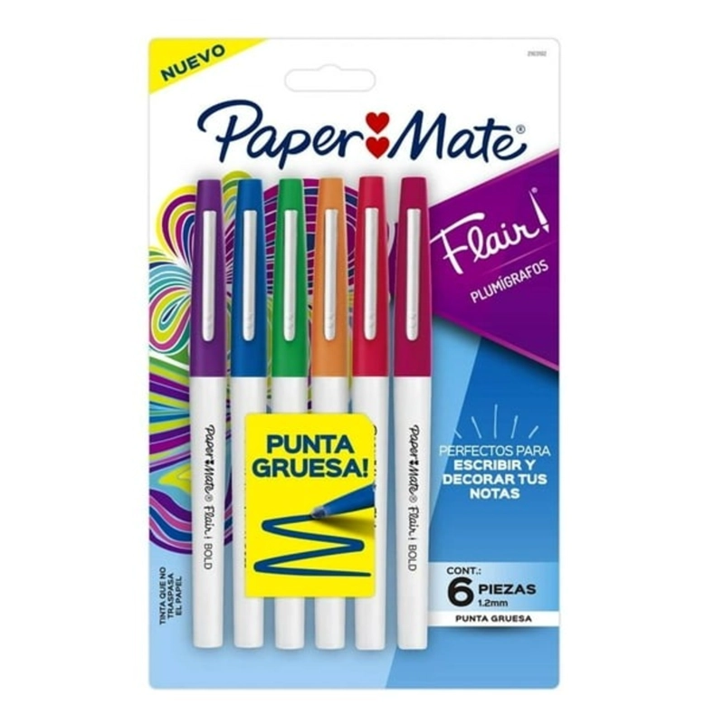 PACK 3 MARCADORES PAPER MATE FLAIR BOLD TIP X 6 PUNTA GRUESA - 4