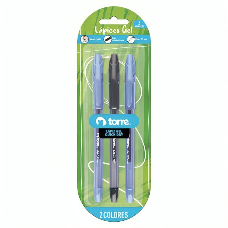 PACK 3 SET 3 BOLIGRAFO GEL QUICK DRY 0,7 MM – TORRE - 3