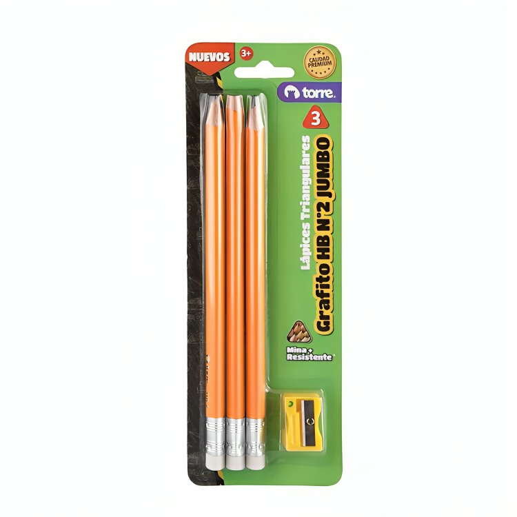 PACK 4 SET 3 LAPICES GRAFITO JUMBO TRIANGULAR TORRE - 1