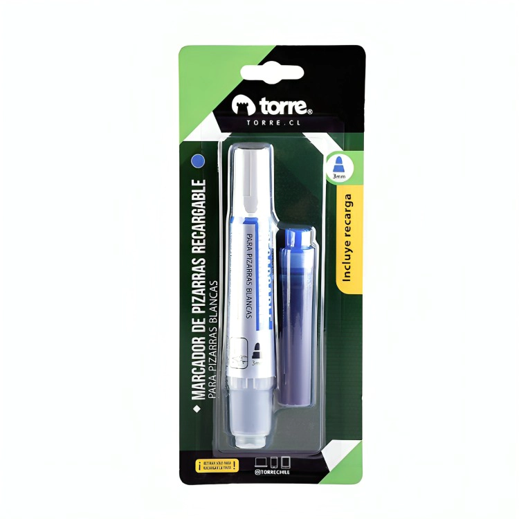 PACK 3 MARCADOR DE PIZARRA RECARGABLE / AZUL – TORRE - 2