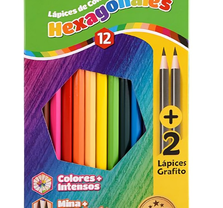 PACK 4 LAPICES 12 COLORES HEXAGONAL 2 LAPICES GRAFITOS - 2