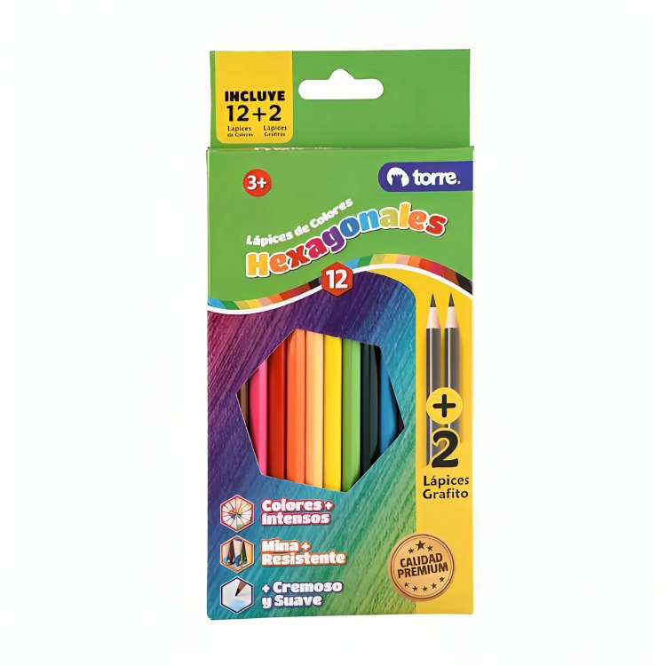 PACK 4 LAPICES 12 COLORES HEXAGONAL 2 LAPICES GRAFITOS - 3