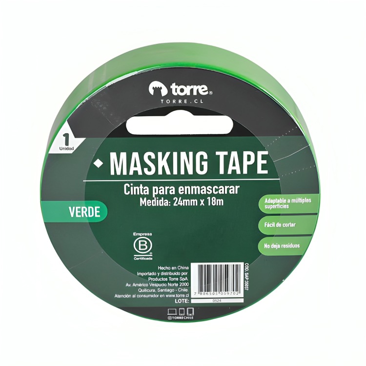PACK 3 CINTA MASKING VERDE 24MM. X18M. – TORRE - 3