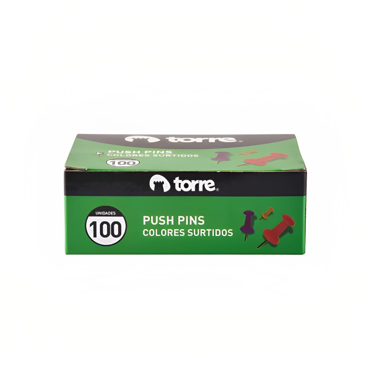 PACK 3 CAJA PUSH PINS JUMBO COLORES SURTIDOS 100 UND – TORRE - 2