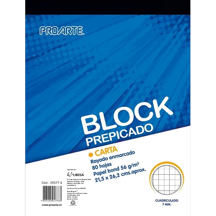 PACK 3 BLOCK PREPICADO CARTA 80H. MAT. 7MM. – PROARTE - 2