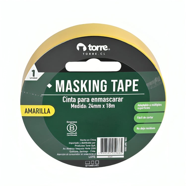 PACK 3 CINTA MASKING AMARILLA 24MM. X18M. – TORRE - 1