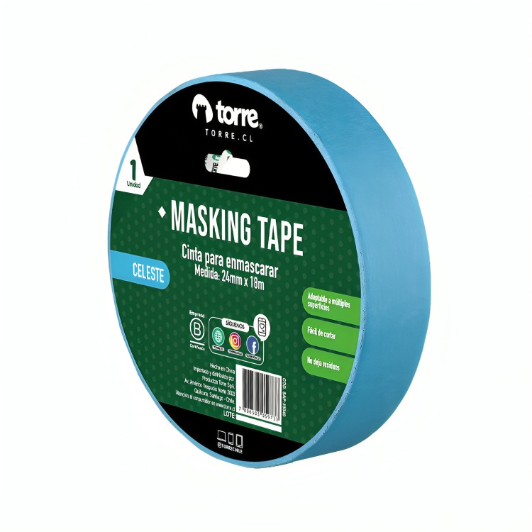 PACK 3 CINTA MASKING CELESTE 24MM. X18M. – TORRE - 1
