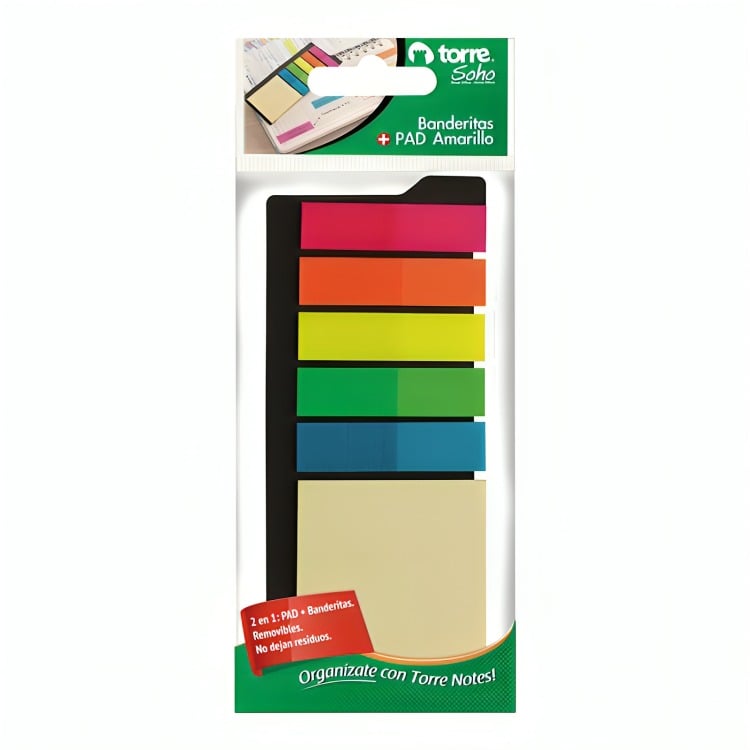 PACK 3 NOTAS BANDERITAS + PAD AMARILLO – TORRE - 1