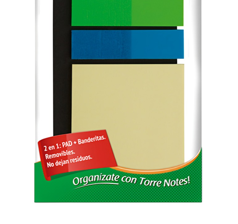 PACK 3 NOTAS BANDERITAS + PAD AMARILLO – TORRE - 3