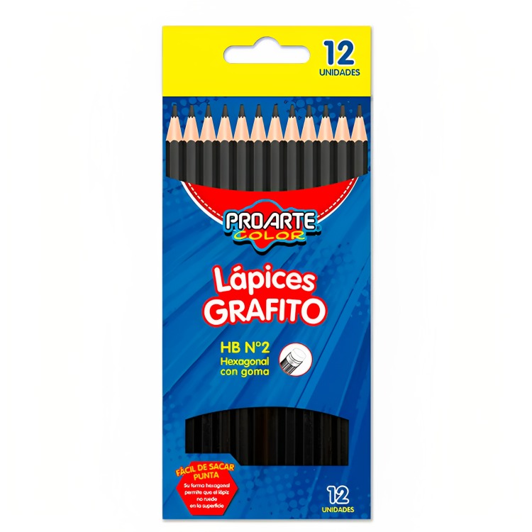 PACK 4 LAPICES GRAFITOS HEXAGONAL N° 2 HB CON GOMA 12 UND - 2
