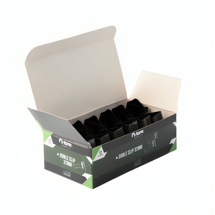 PACK 4 CAJA DOBLE CLIP NEGRO 32 MM 12 UND - 2