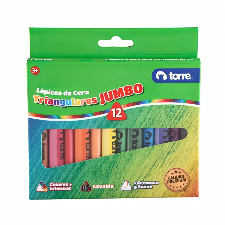 PACK 4 LAPICES CERA 12 COLORES TRIANGULAR - 3