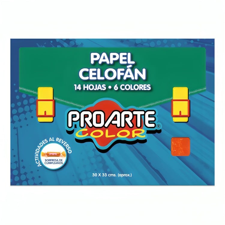 PACK 4 ESTUCHE PAPEL CELOFAN 14 HOJAS 6 COLORES PROARTE - 1