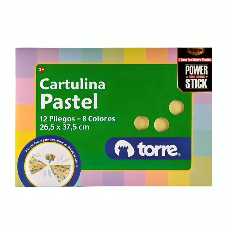 PACK 3 BOLSON CARTULINA PASTEL 12 HOJAS – TORRE - 2