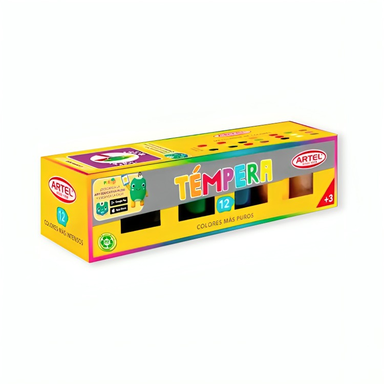 PACK 3 ESTUCHE TEMPERA 12 COLORES 15 ML – ARTEL - 1