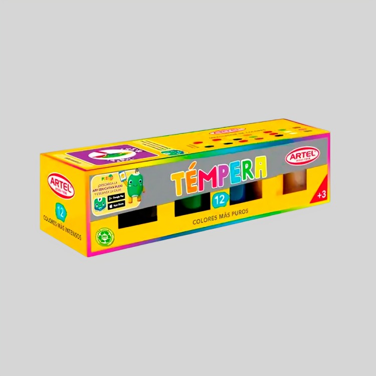 PACK 3 ESTUCHE TEMPERA 12 COLORES 15 ML – ARTEL - 2