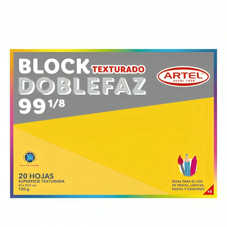 PACK 3 BLOCK DE DIBUJO MEDIUM 99 1/8 20 HOJAS DOBLE FAZ – ARTEL - 2
