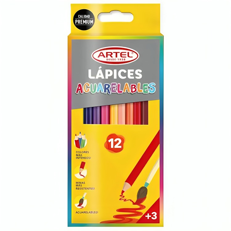 PACK 3 ESTUCHE 12 LAPICES ACUARELABLES – ARTEL - 3