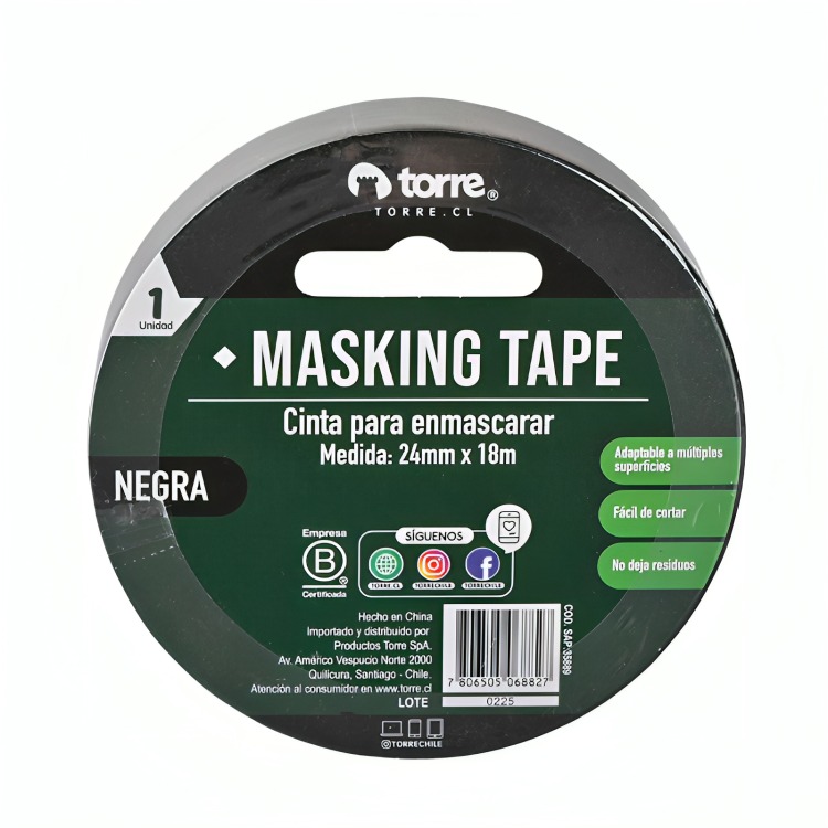 PACK 3 CINTA MASKING NEGRO 24MM. X18M. – TORRE - 2