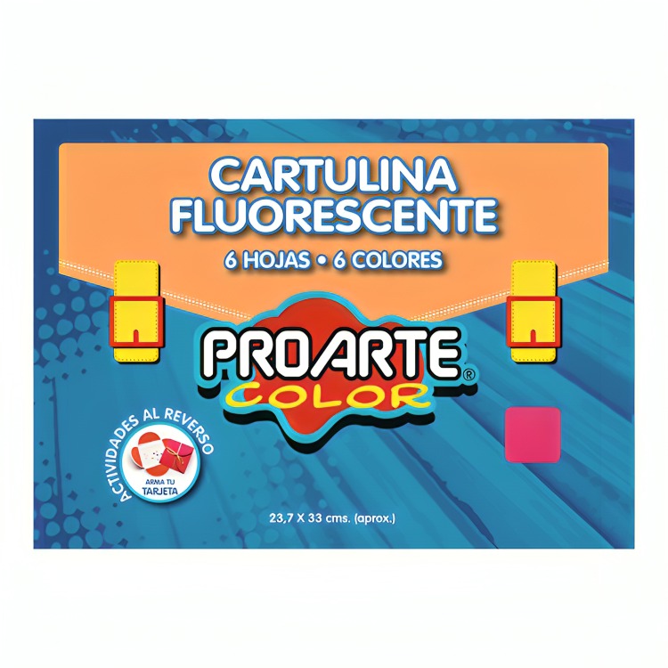 PACK 3 ESTUCHE CARTULINA FLUORESCENTE 6 HOJAS – PROARTE - 3