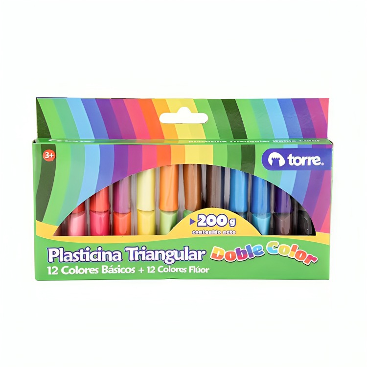 PACK 3 PLASTICINA DOBLE COLOR 24 COLORES – TORRE - 1