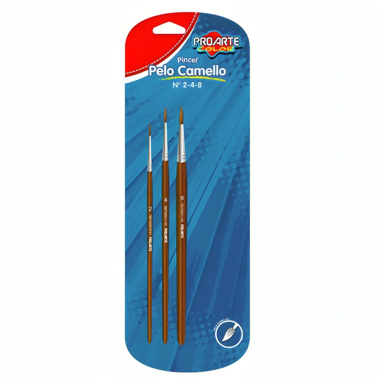 PACK 3 SET 3 PINCELES PELO CAMELLO N° 2-4-8 – PROARTE - 3
