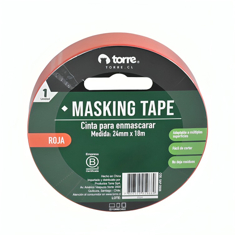 PACK 3 CINTA MASKING ROJO 24MM. X18M. – TORRE - 2