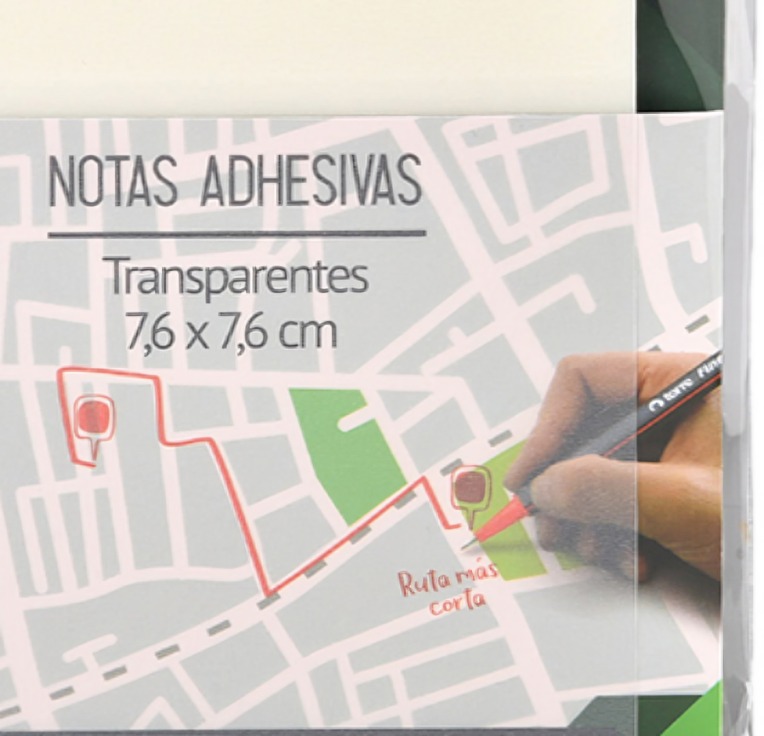 PACK 3 NOTAS CLEAR TRANSPARENTES 7.6×7.6 CM. 50 HOJAS – TORRE - 2