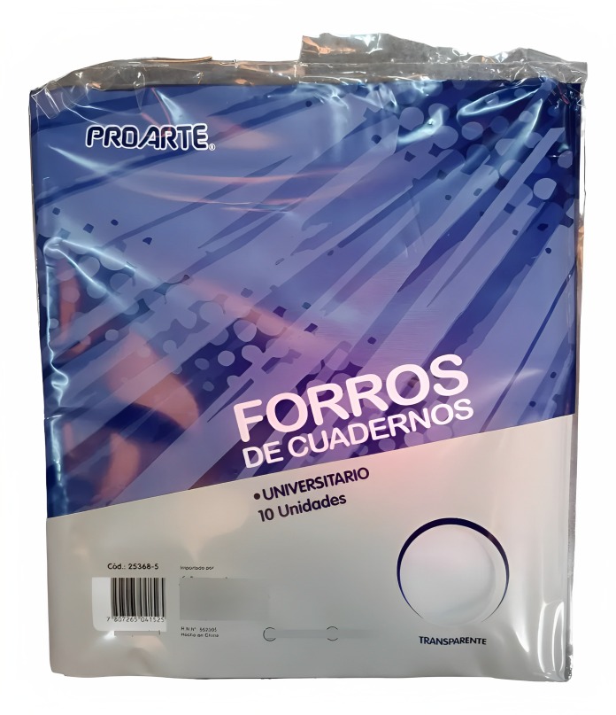 PACK 3 FORRO DE CUADERNO COLLEGE TRANSPARENTE 10 UNIDADES – PROARTE - 1