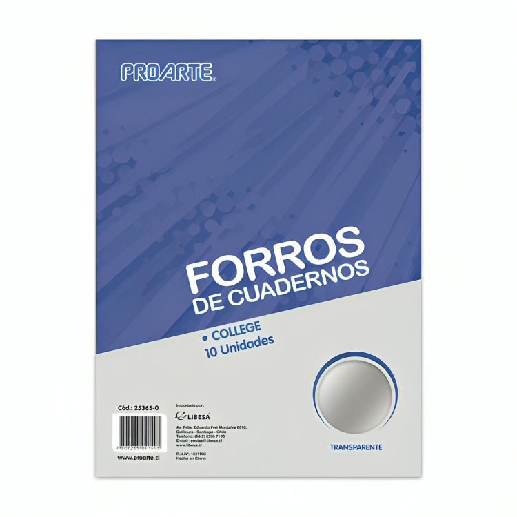 PACK 3 FORRO DE CUADERNO COLLEGE TRANSPARENTE 10 UNIDADES – PROARTE - 2