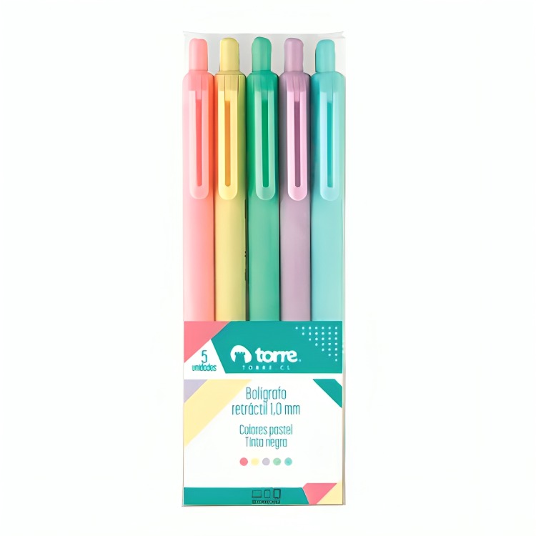 PACK 3 SET 5 BOLIGRAFOS COLOR NEGRO 1.0 MM CUE PAST – TORRE - 2