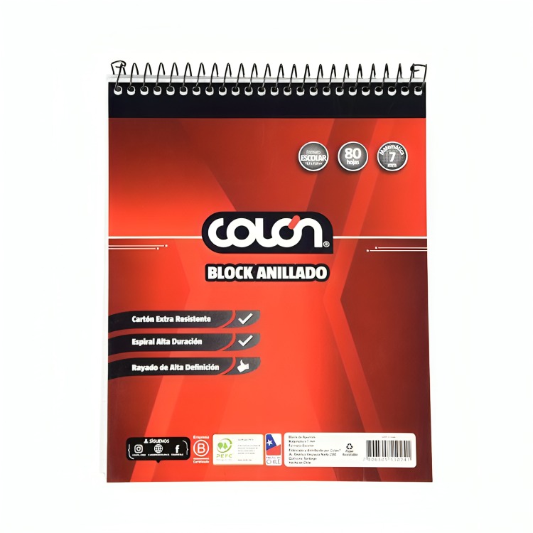PACK 3 BLOCK ESCOLAR CON ESPIRAL 7MM - 3
