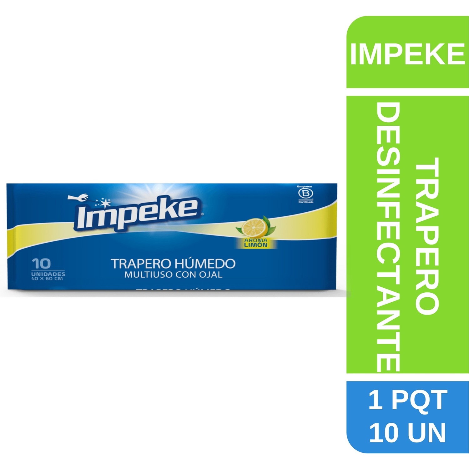 PACK X 4 TRAPERO HUMEDO MULTIUSO PARA PISO / LIMON – IMPEKE - 2
