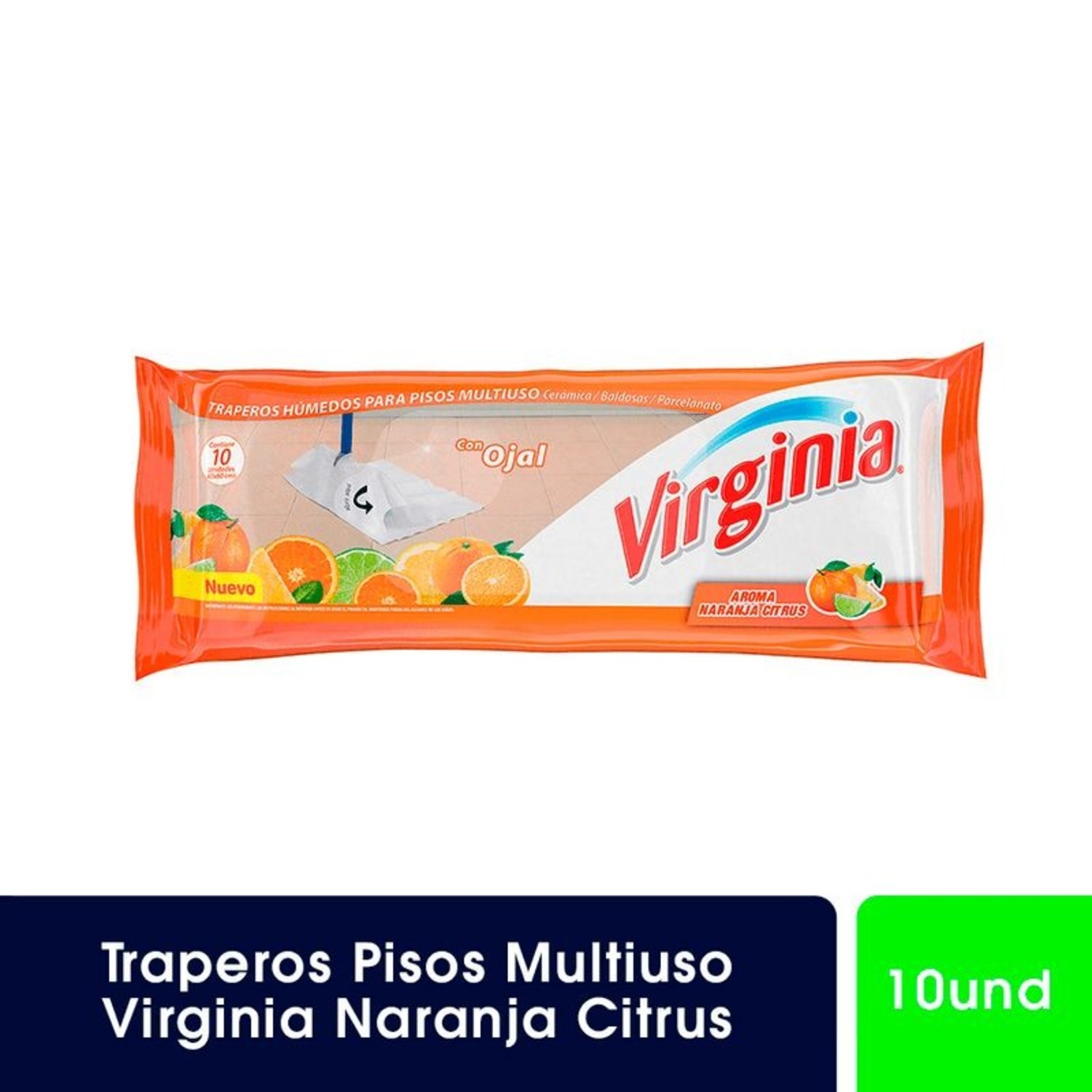 PACK X 4 TRAPERO HUMEDO 10 UND / NARANJA CITRUS – VIRGINIA - 1