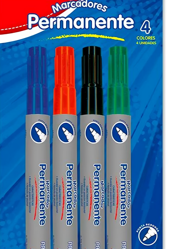 PACK 2 DE SET 4 PLUMONES PERMANENTE / NEGRO AZUL ROJO VERDE – PROARTE - 2