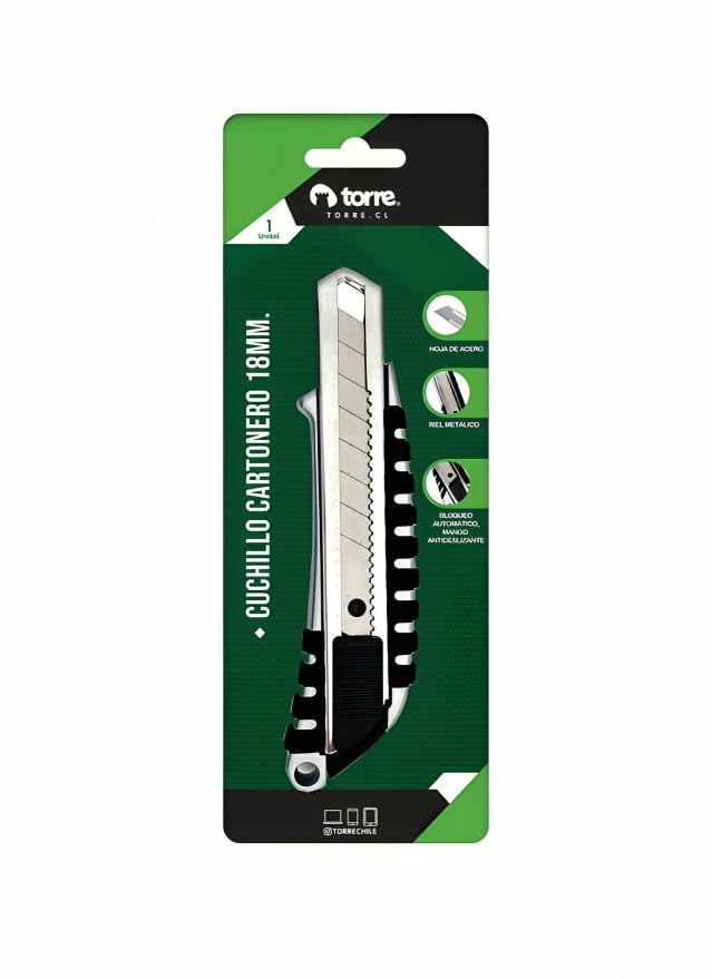 PACK 2 CUCHILLO CARTONERO GRANDE ALUMINIO 18MM. – TORRE - 2