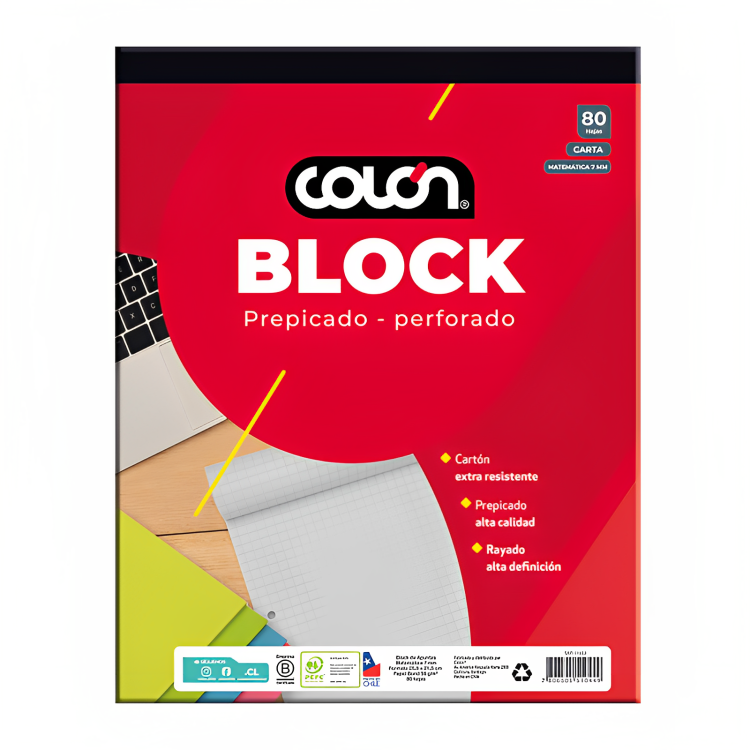 PACK 2 BLOCK CARTA MAT. 7MM. BO-32/80″ – COLON - 1