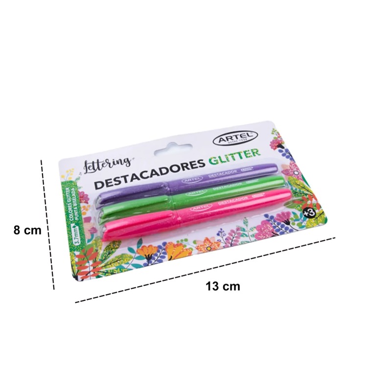PACK 2 DE SET 3 DESTACADORES GLITTER – ARTEL - 1