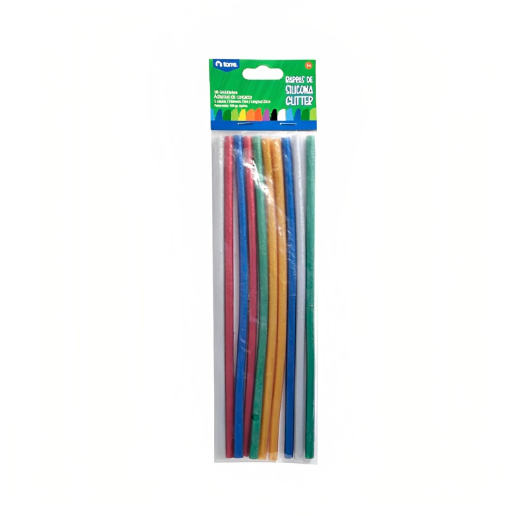 PACK 2  DE SET 10 SILICONAS GLITTER EN BARRA 5 COLORES – TORRE - 1