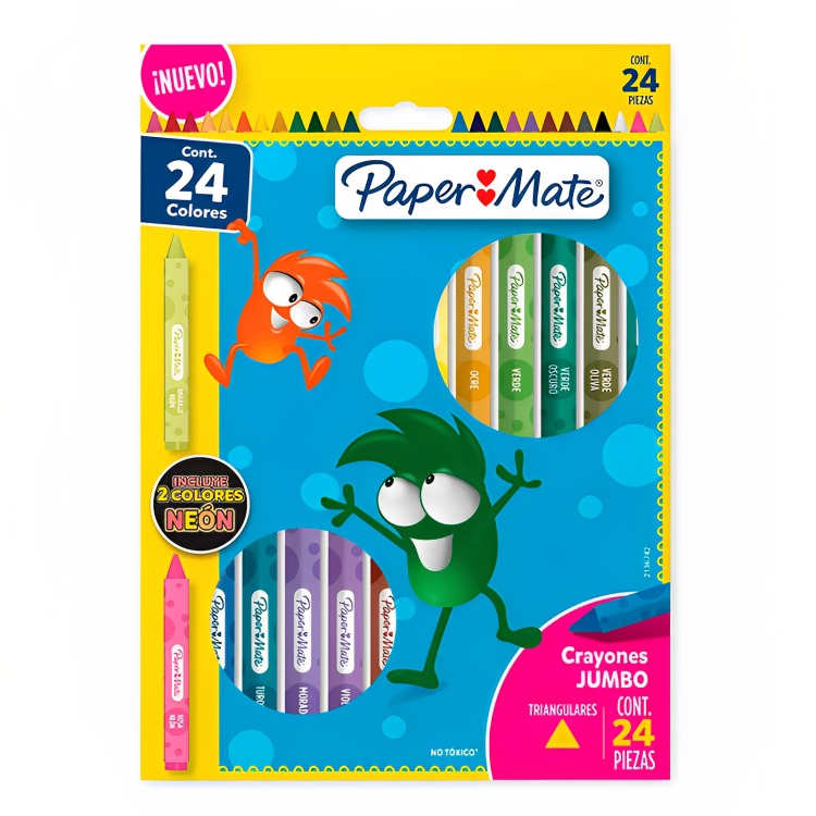 PACK 2 CRAYONES TRIANGULARES JUMBO 24 UNIDADES – PAPER MATE - 1