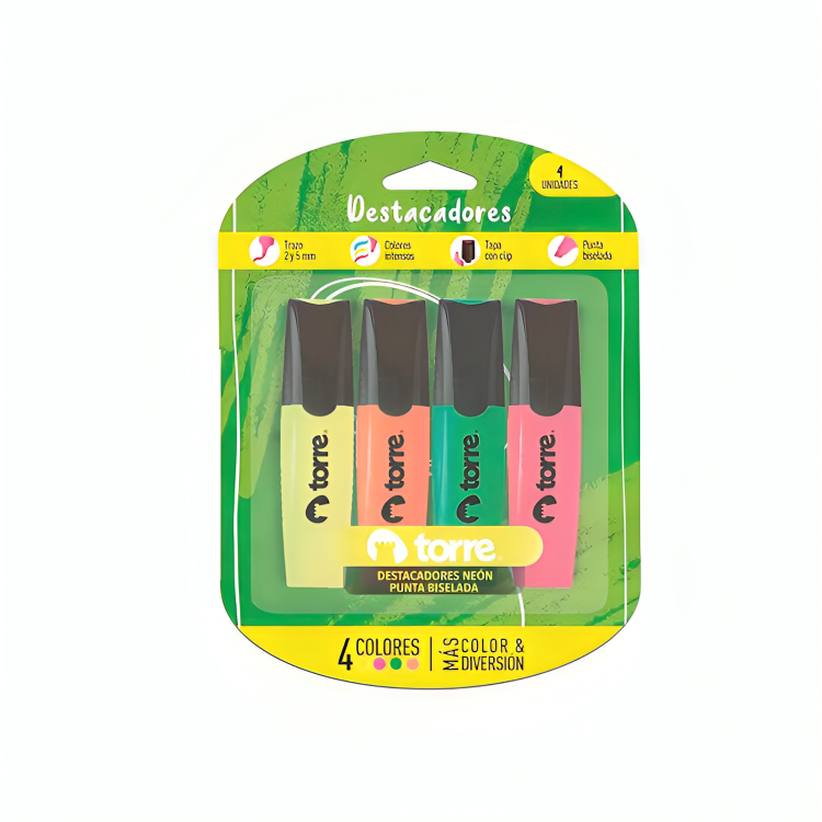 PACK 2 DESTACADOR 4 COLORES NEON BLISTER – TORRE - 2