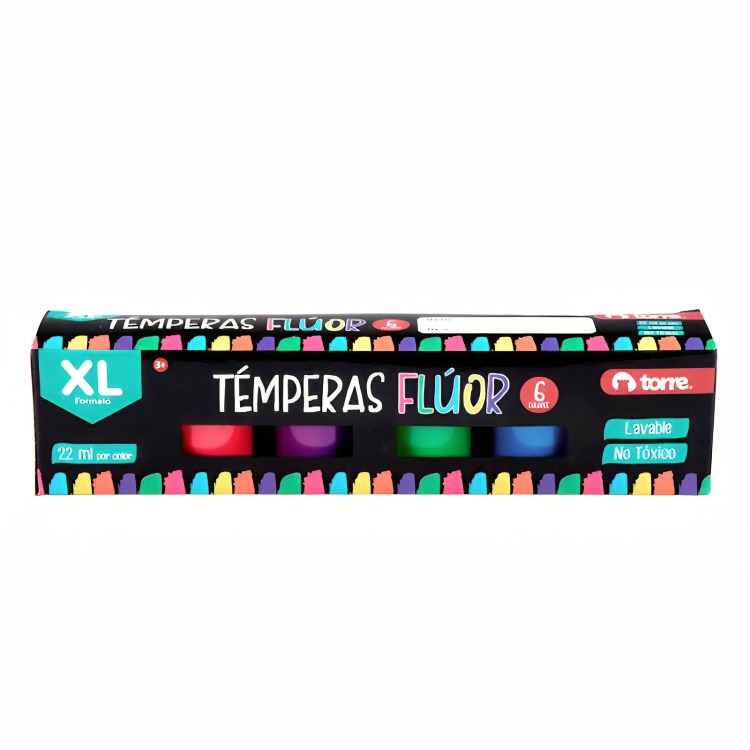 PACK 2 TE MPERA FLUOR 6 COLORES – TORRE - 2