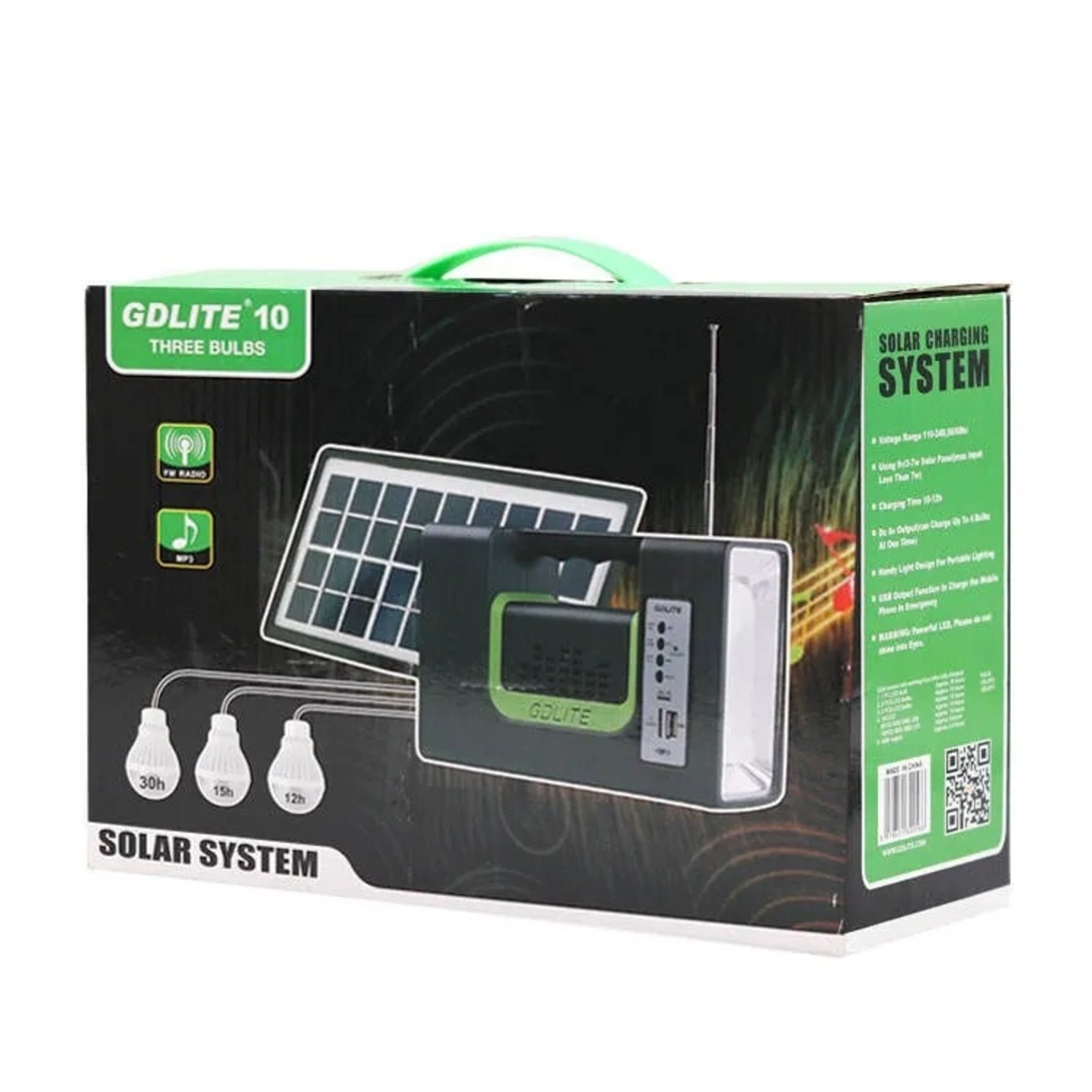 KIT EMERGENCIA CAMPING SOLAR 3 AMPOLLETAS LINTERNA+RADIO MP3 - 2