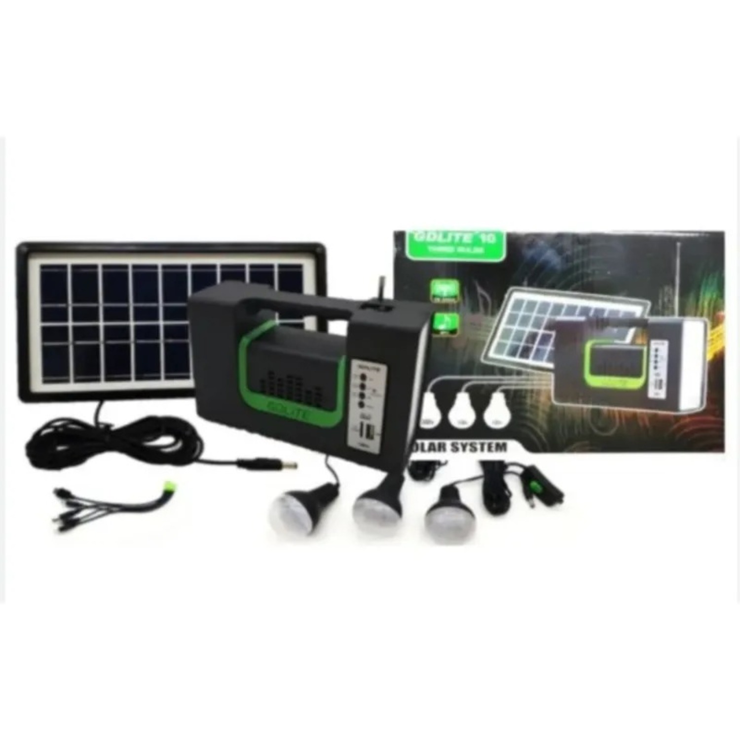 KIT EMERGENCIA CAMPING SOLAR 3 AMPOLLETAS LINTERNA+RADIO MP3 - 3