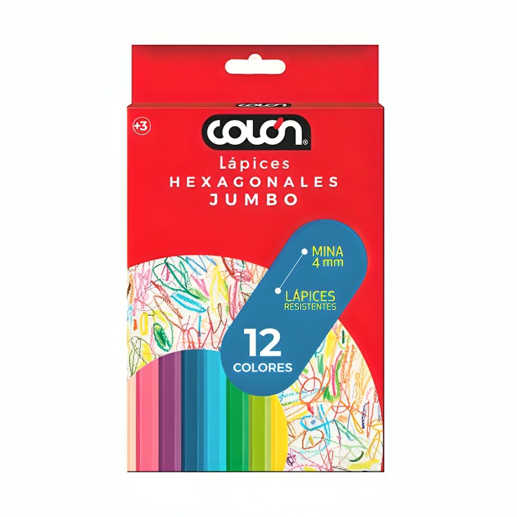 PACK 2 LAPICES DE COLORES JUMBO 12 UNIDADES – COLON - 2