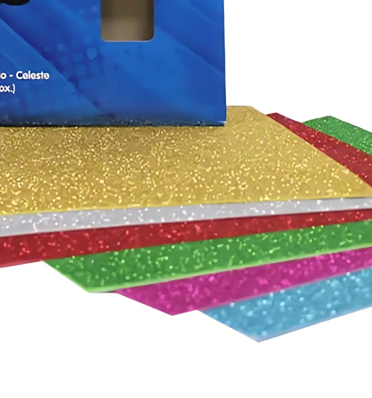 PACK 2 ESTUCHE GOMA EVA CON GLITTER ADHESIVA 6 COLORES – PROARTE - 2