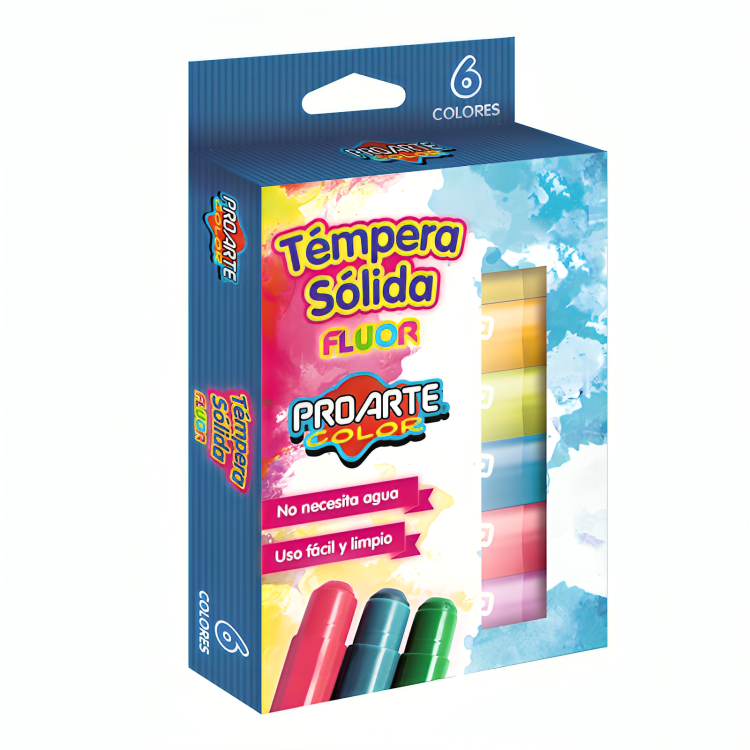 PACK 2 TE MPERA SOLIDA 6 UNIDADES NEON – PROARTE - 1
