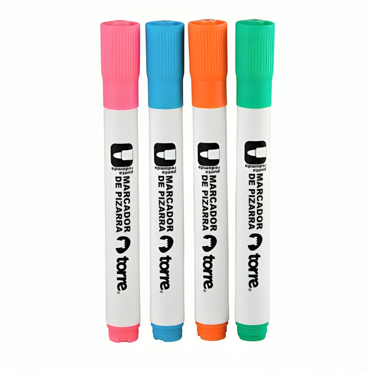 BLISTER MARCADORES DE PIZARRA PUNTA REDONDA 4 COLORES FANCY – TORRE - 1