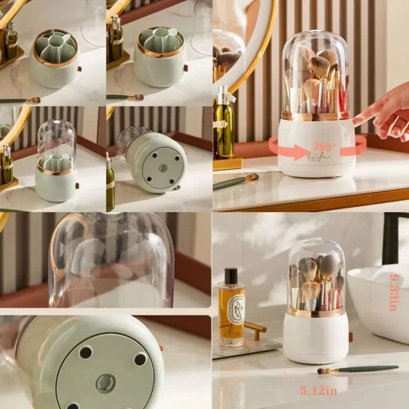 ORGANIZADOR PORTATIL PARA BROCHAS DE MAQUILLAJE, GIRATORIO 360 GRADOS. - 4